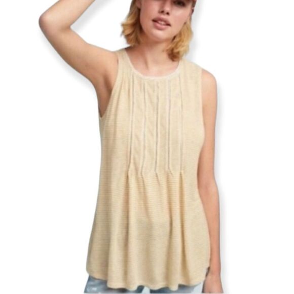 Anthropologie | Akemi & Kin Yellow/White Striped Flowy Tank Top Size Medium - Picture 1 of 8